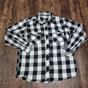 Men's Large Gingham Long Sleeve Button Down Shirt